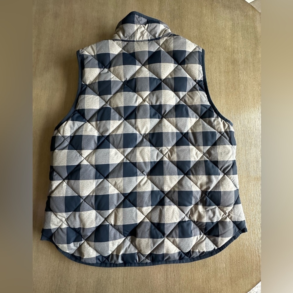 J. Crew women’s Navy and Cream Checkered Quilted puffer Vest XL EUC - Picture 5 of 6